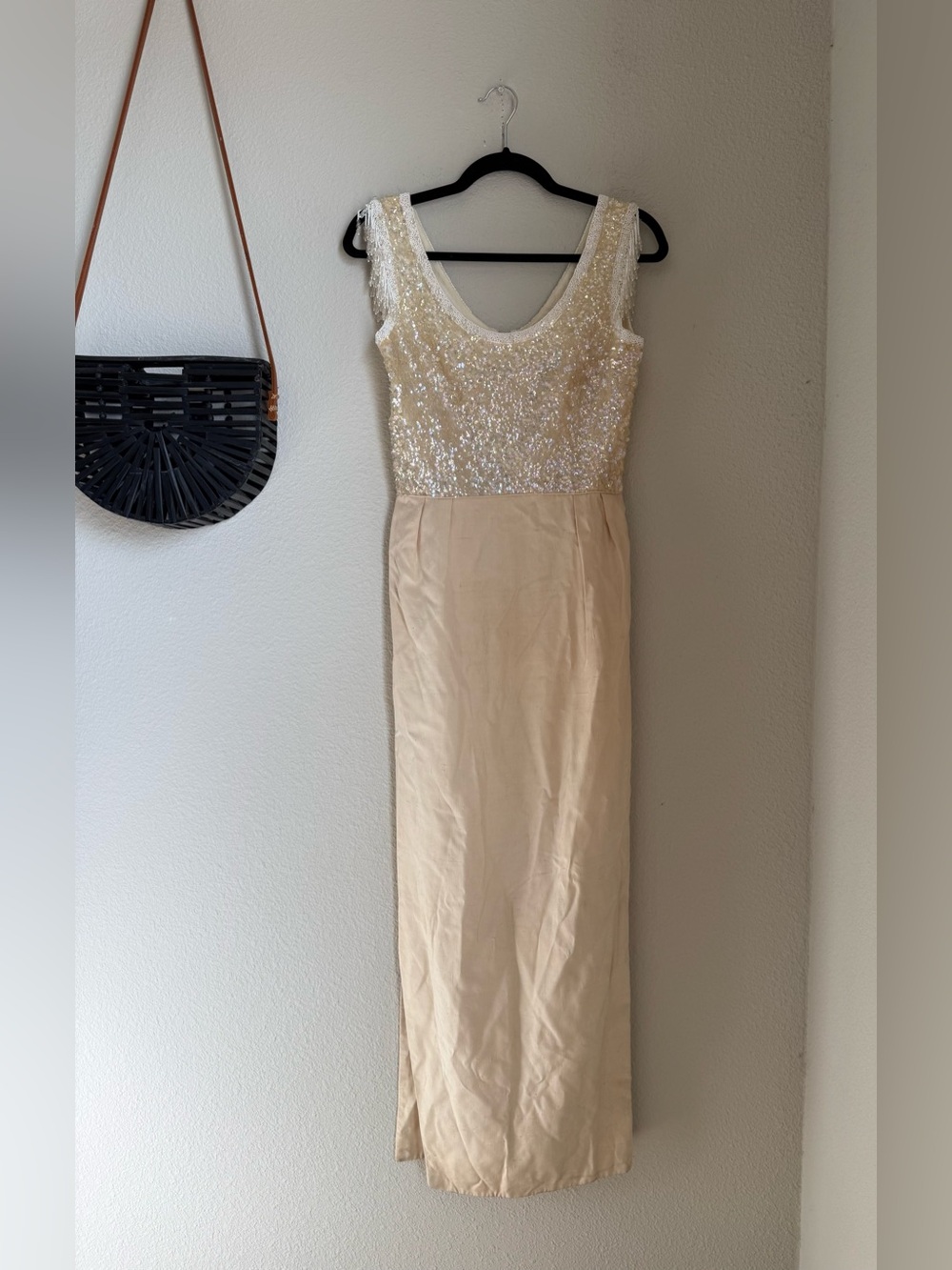 Vintage The Orchid Shop Dallas Beaded Sleeveless Maxi Dress, Slit
